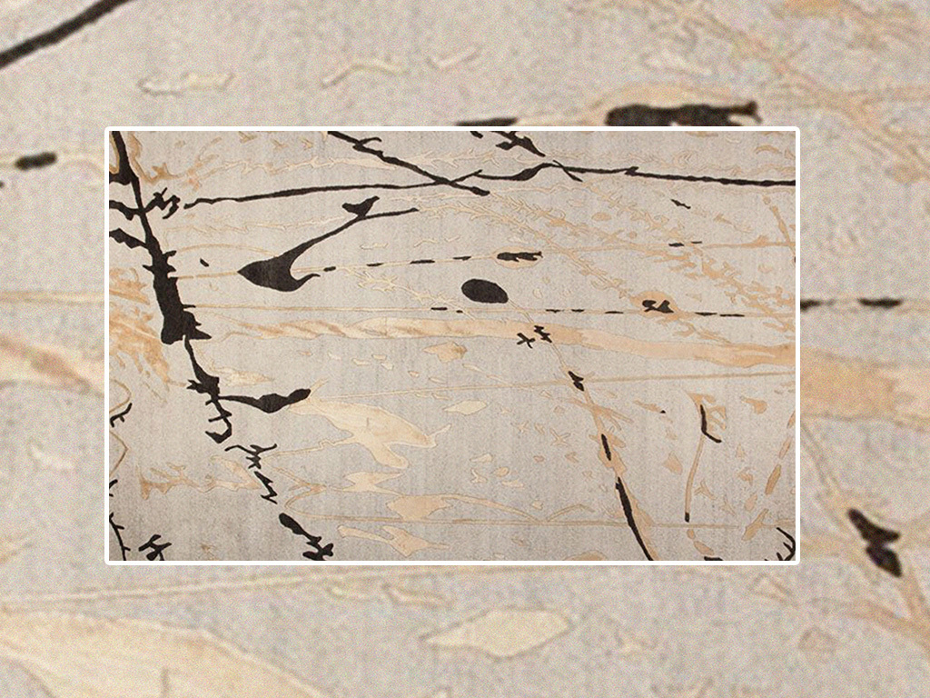 新中式水墨泼墨抽象水彩图案客厅卧室地毯