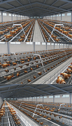 鸡鹅鸭户外建筑|现代养鸡场3d模型