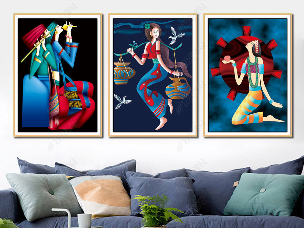 民俗装饰画少数民族装饰画苗族侗族无框画