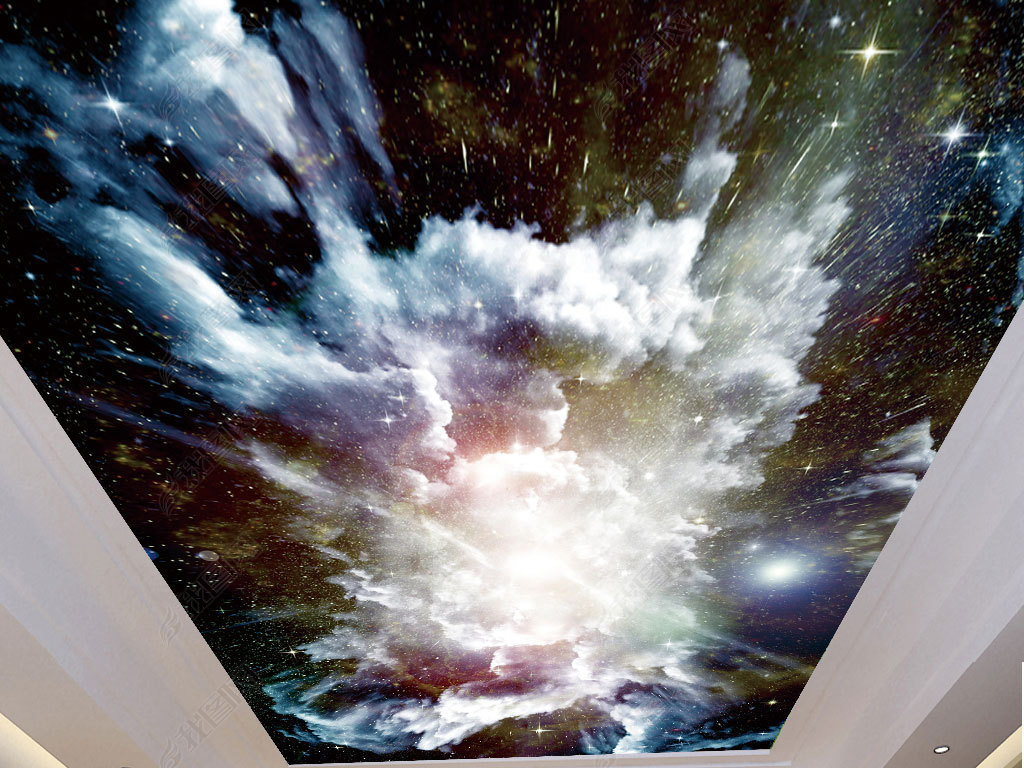 原创高清大图天顶云彩壁画