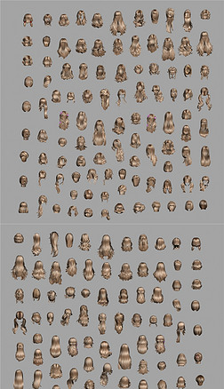 美女个户外建筑|1000个现代和游戏头发模型包带贴图