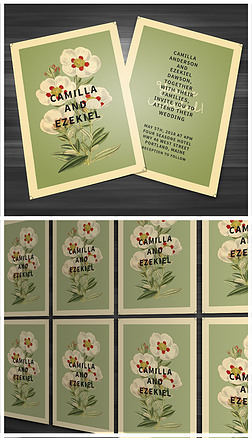 邀请函封面设计欧式复古|欧式古典复古手绘花卉婚庆婚礼邀请函设计