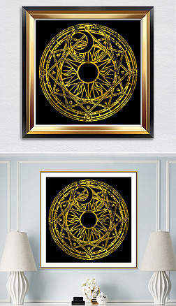 现代简约北欧艺术几何金腾系列装饰画一