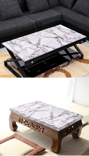 原创白色中式抽象大理石茶几天然石纹客厅茶台