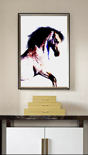 北欧现代抽象油画马创意欧式装饰画