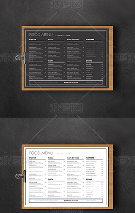 黑色手绘餐饮餐厅外卖西餐菜单价格表设计
