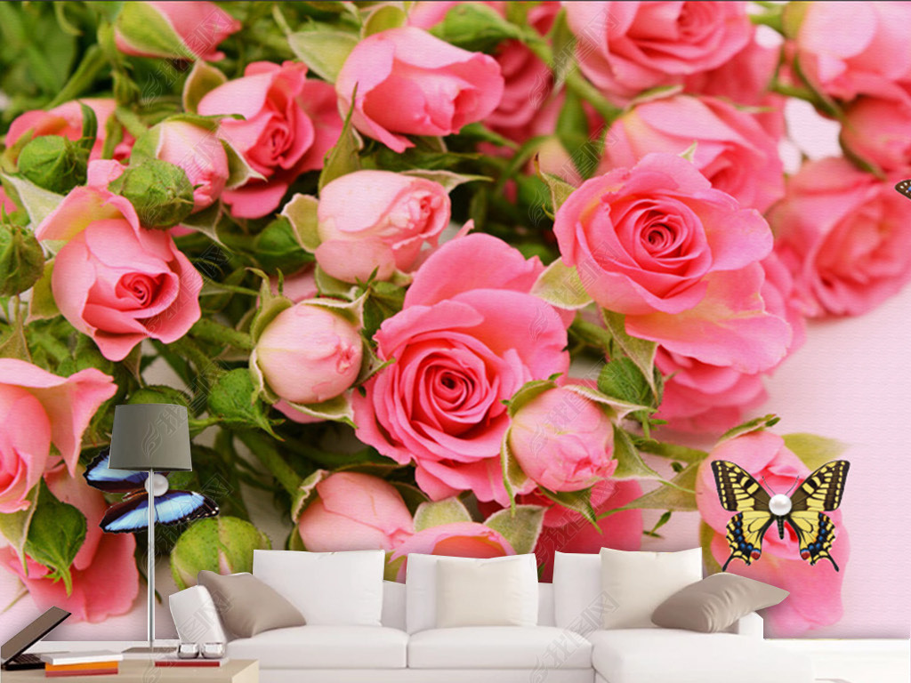 浪漫玫瑰电视背景墙玫瑰花装饰画