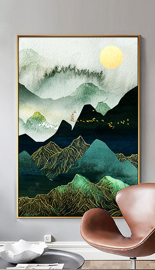 抽象意境装饰画抽象金箔山水高档装饰画下载-编号17806280-抽象装饰画