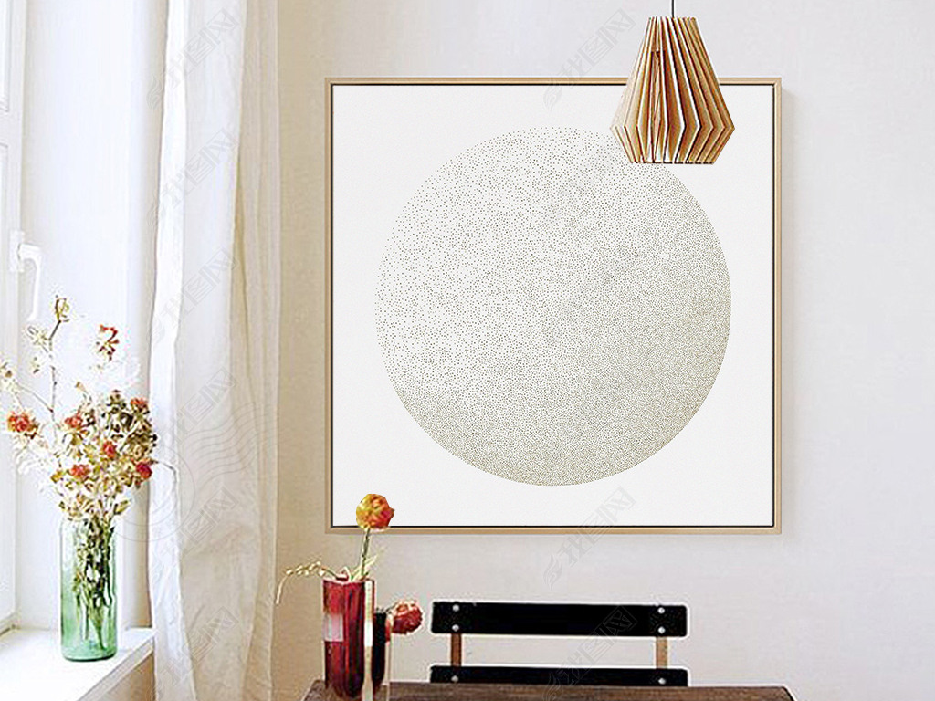 原创北欧点状圆形抽象几何图形金色欧式现代装饰画