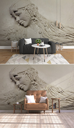 3d立体浮雕性感美女背景墙装饰画