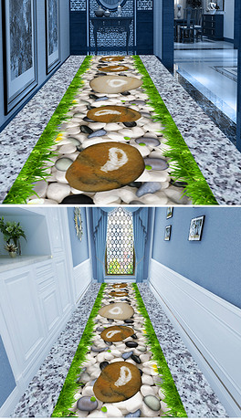 大理石3d高清鹅卵石走廊过道瓷砖浴室石纹
