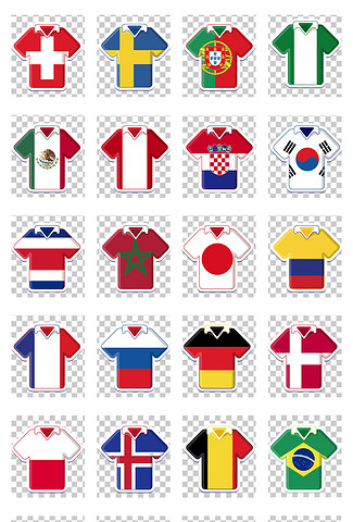 2018俄罗斯世界杯足球队国旗队服png