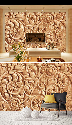 浮雕木雕背景墙