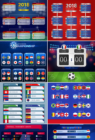 2018世界杯小组赛比分矢量素材