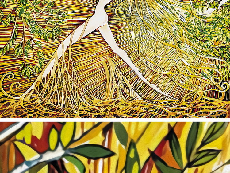 北欧风格绿色森林生命女神生机盎然背景墙