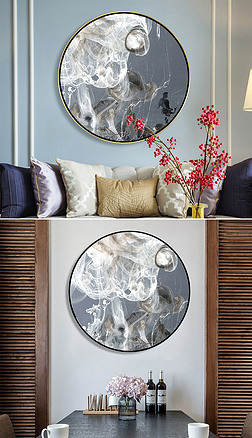 禅意抽象云烟装饰画|新中式抽象禅意水墨云烟装饰画