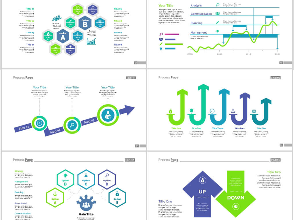 销售业绩数据分析彩色配色PPT图表合集
