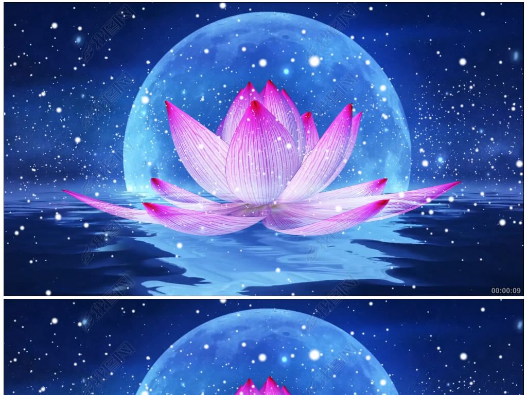 采薇中秋莲花月亮led视频古典舞蹈中国风水墨