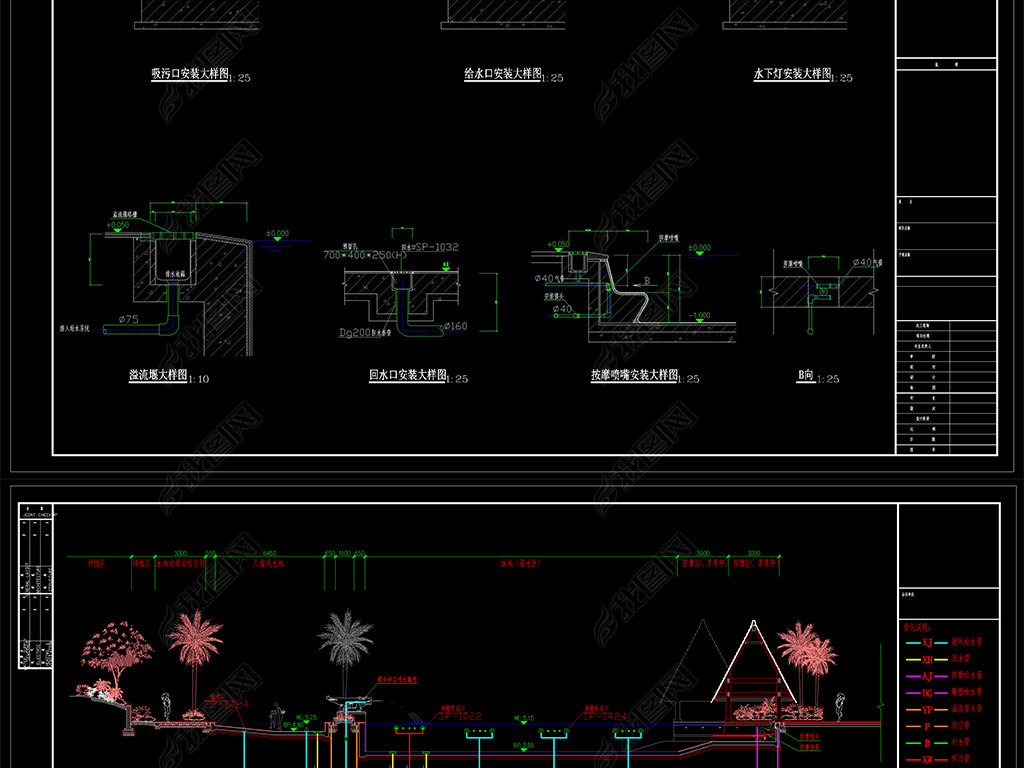 CAD׼ӾؼȪظӾؽṹʩͼˮů磩