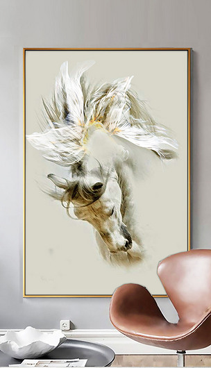 白马意境抽象油画简约现代风格马装饰画