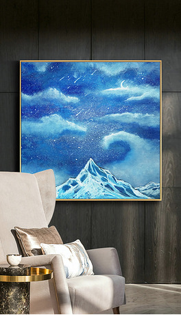 北欧装饰风格许愿流星雨手绘油画装饰画