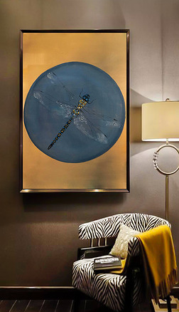 新中式蜻蜓艺术动物油画装饰画