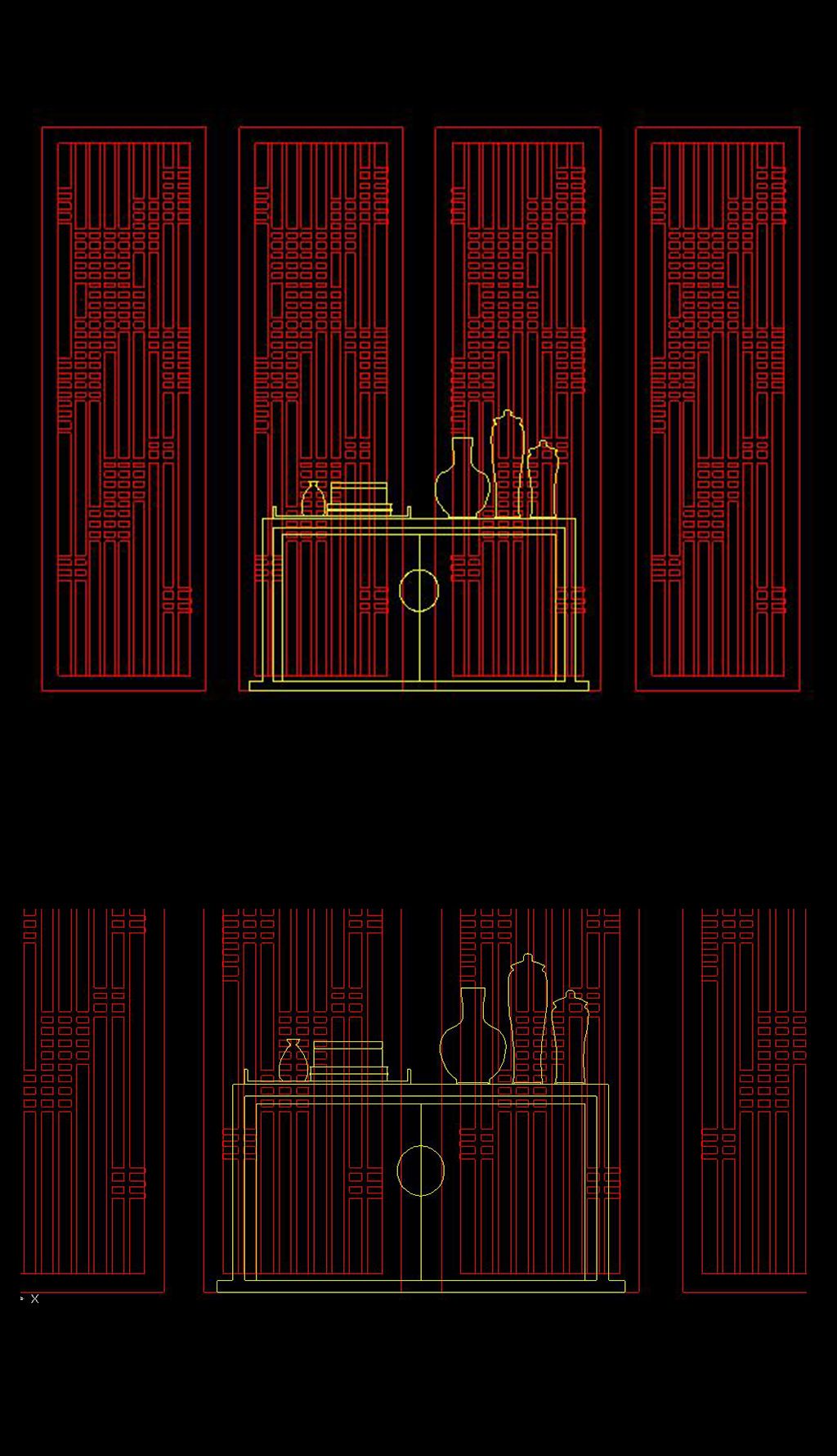 cad屏风隔断玄关背景墙立面图