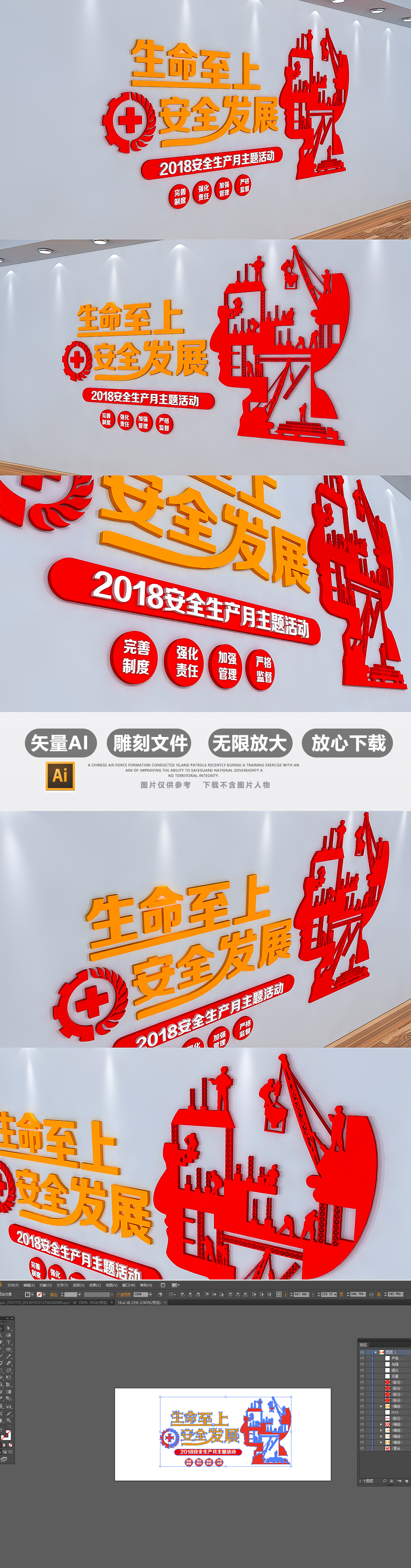 2018安全生产月工地墙贴文化墙