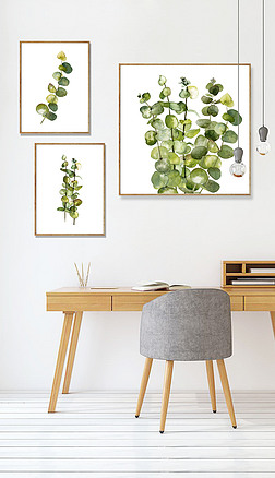 美式田园风格客厅装饰画北欧风绿植树叶挂画