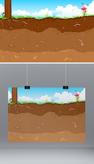 地下蚯蚓矢量插画