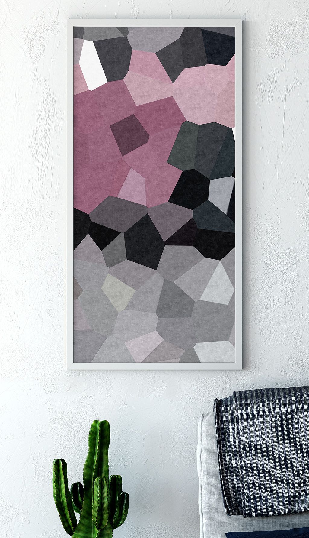 紫色黑白色抽象多边形几何晶格挂画装饰画