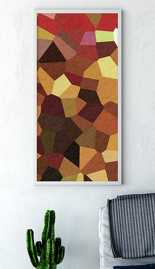 彩色漂亮几何多边形晶格抽象挂画装饰画下载-编号18308179-几何装饰画