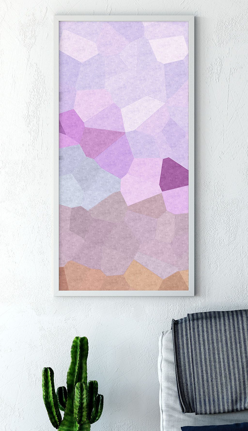 紫红色渐变几何多边形晶格抽象挂画装饰画