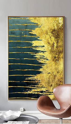 金色金箔写意水彩意境高档金色装饰画