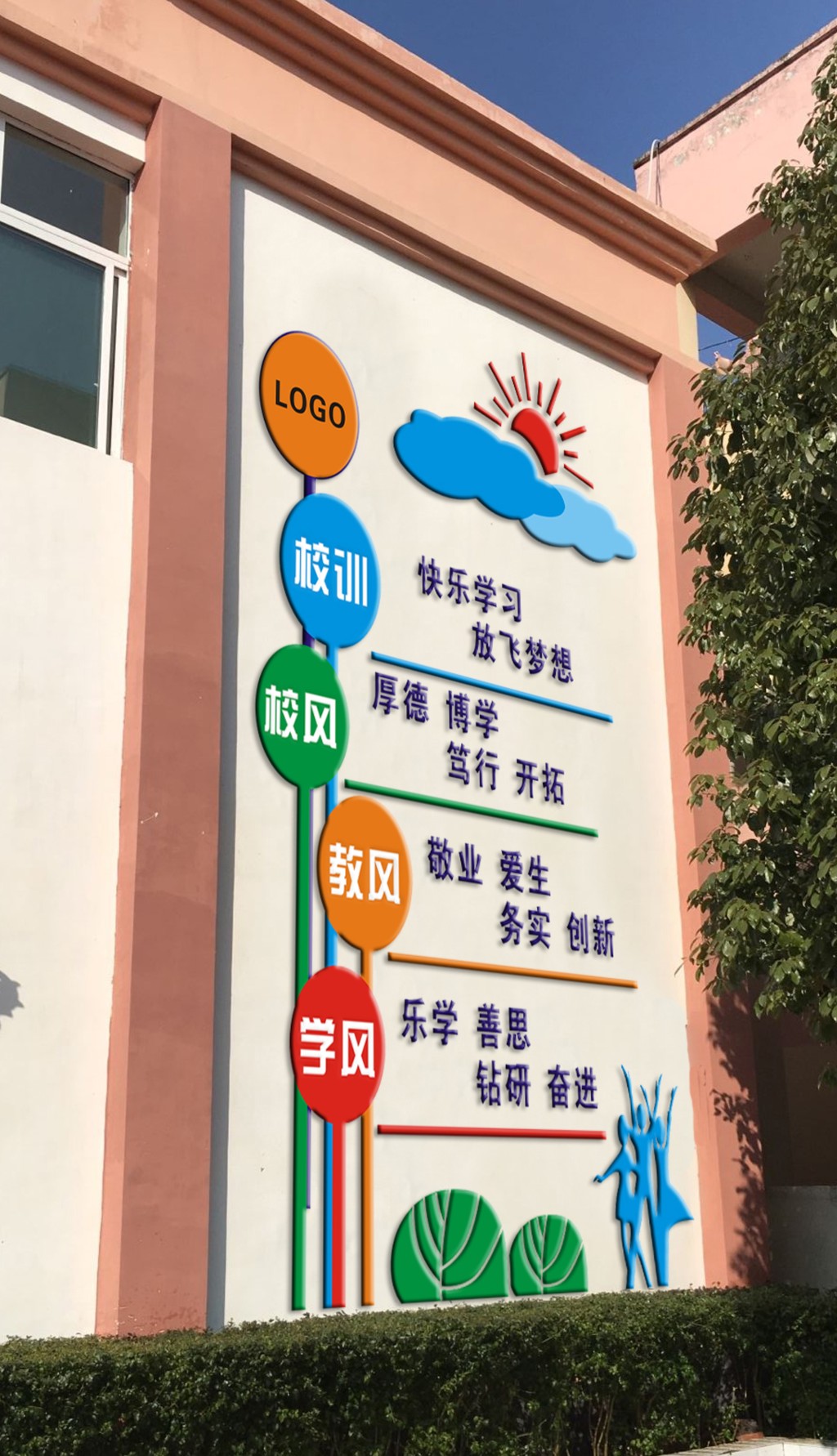 学校一训三风校训校风校园文化墙