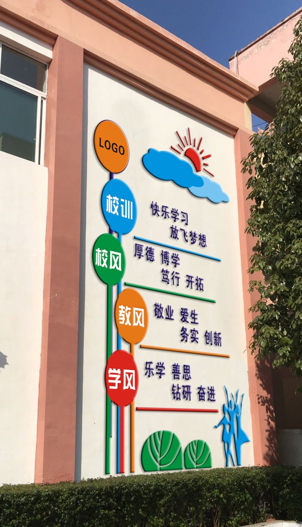 原创学校一训三风校训校风校园文化墙版权可商用