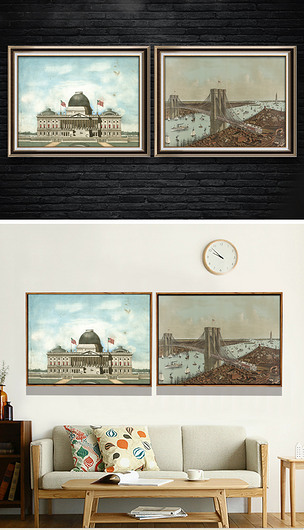 欧式复古建筑风景装饰画