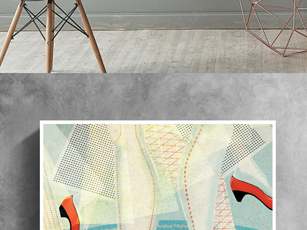 裙子下的蓝色蛇北欧抽象现代简约装饰画