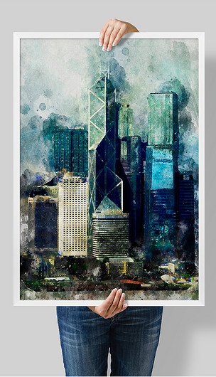城市水墨抽象装饰画