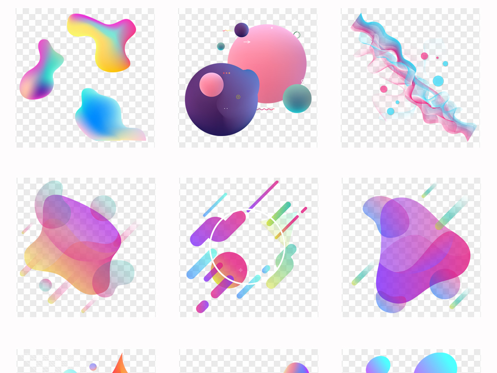 50款彩色首页装修动感渐变蒸汽波背景png素材