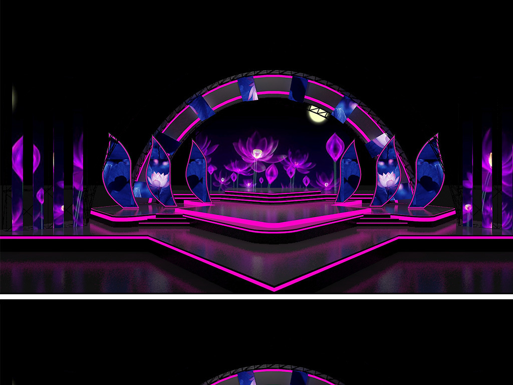 中国风中秋节晚会舞台效果舞美3d模型设计图下载(图片2.