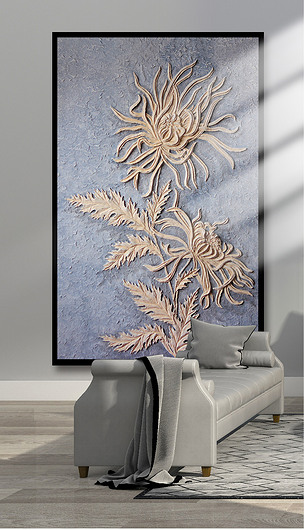 3d立体浮雕菊花玄关背景墙装饰画