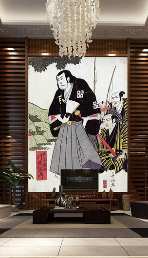 日式风格日本武士壁画日本浮世绘