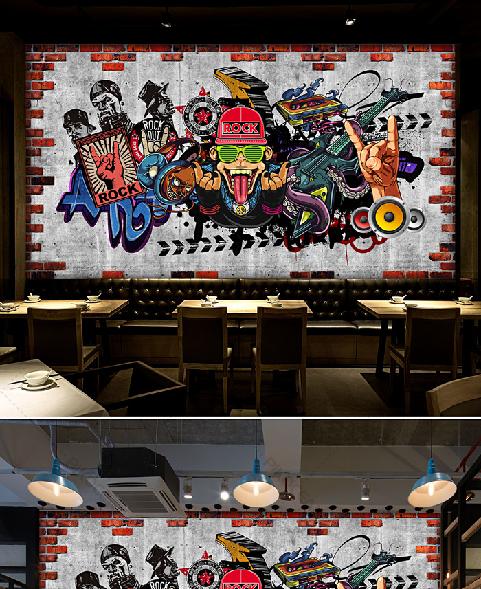 Vintage Brick Wall European And American Rock Hip Hop Ktv Music Bar Background Wall Download Pikocean