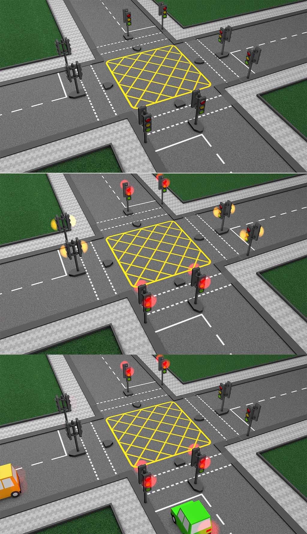 3d十字路口红绿灯交通