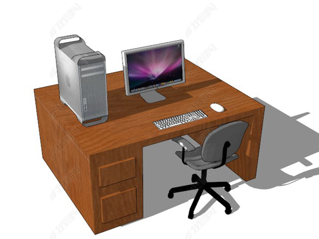 草图大师北欧办公室内电脑桌su模型