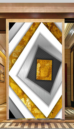 北欧现代风抽象金箔玄关背景墙