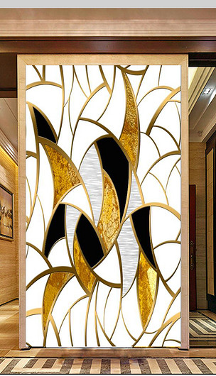 北欧现代风金箔玄关背景墙