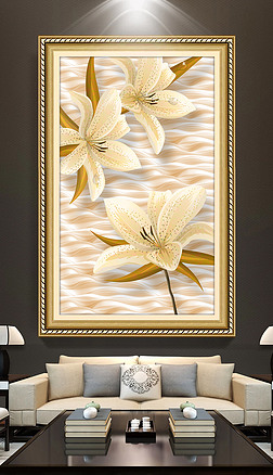 立体纹新中式立体浮雕玄关背景装饰画