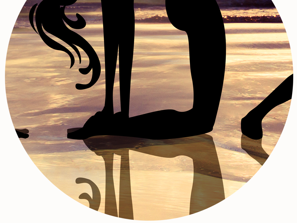 海边落日黄昏瑜伽健身会所工装背景墙装饰墙